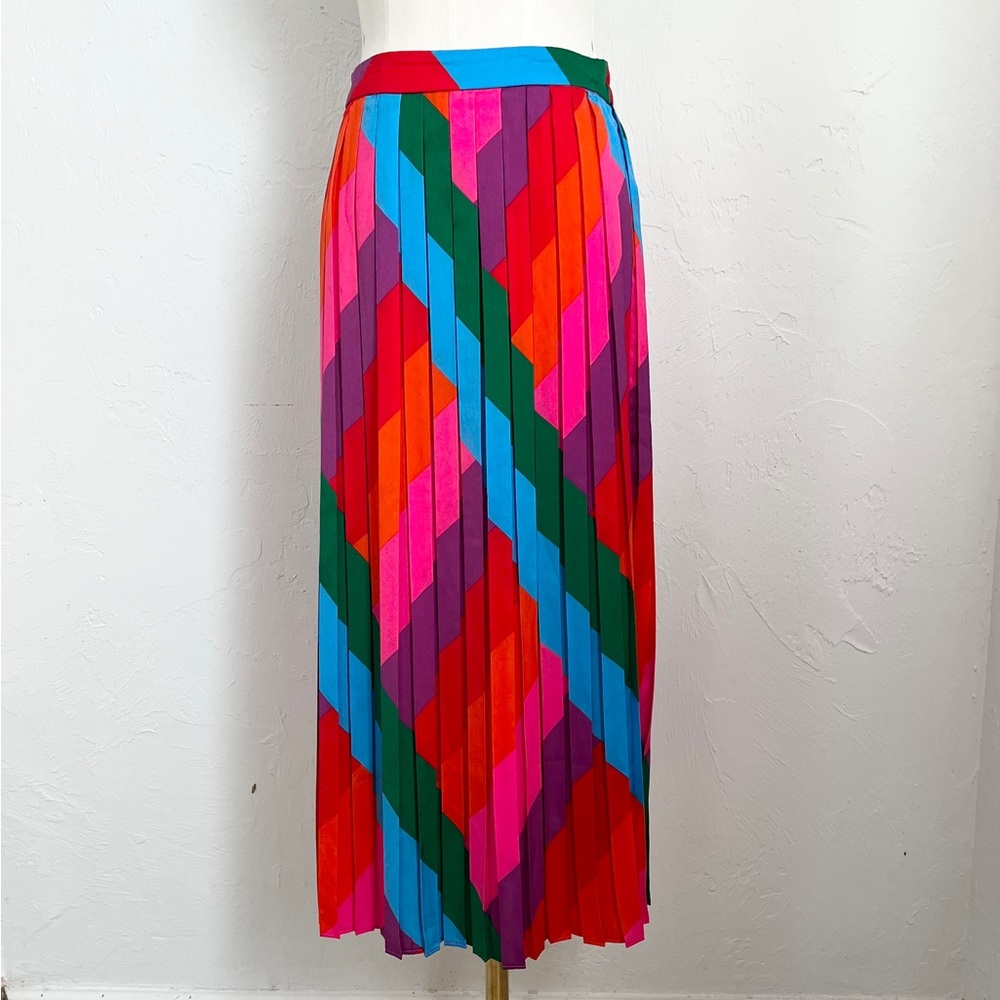 Colorful Vintage Geometric Pleated Skirt